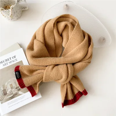 Two-Color Women Winter Thickened Fashion Long Knitted Scarf