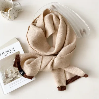 Two-Color Women Winter Thickened Fashion Long Knitted Scarf