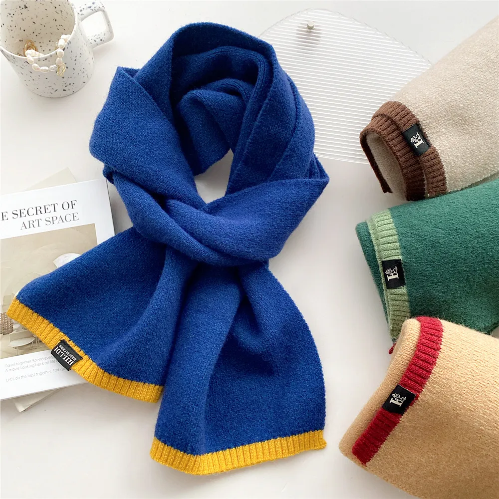 Two-Color Women Winter Thickened Fashion Long Knitted Scarf