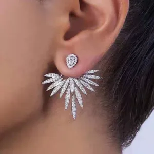 Women Exquisite Full Rhinestone Angel Wings Earrings Fashion OL Commuter