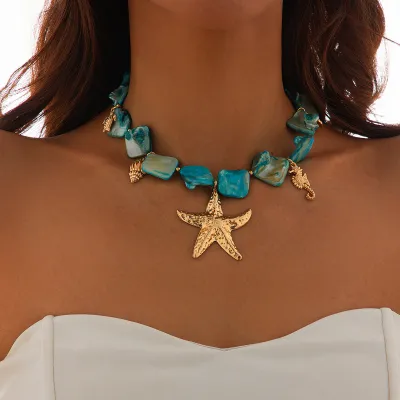 Women Summer Vacation Exaggerated Ocean Style Shell Starfish Necklace