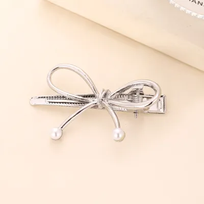 Metal Bow Hairpin Women's Elegant Duckbill Clip Hair Accessories