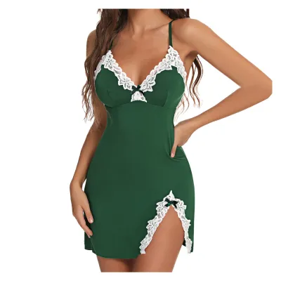 Summer Women Fashion Sexy V-Neck Lace Sling Home Pajamas