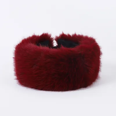 Women's Solid Color Faux Fur Plush Empty Cap Autumn Winter Retro Hat