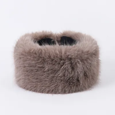 Women's Solid Color Faux Fur Plush Empty Cap Autumn Winter Retro Hat