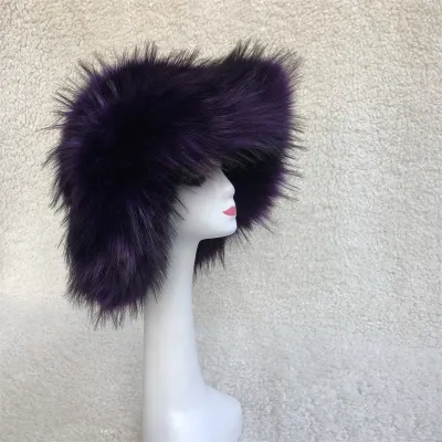 Autumn Winter Women Fashion Solid Color Warm Faux Fur Fluffy Hat