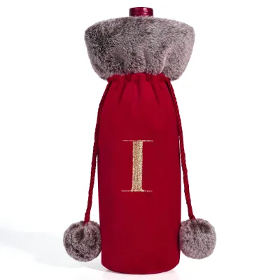 Cartoon Letters Snowflake Plush Corset Wine Bottle Cover Christmas Decoration
