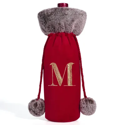 Cartoon Letters Snowflake Plush Corset Wine Bottle Cover Christmas Decoration