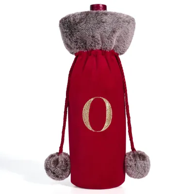 Cartoon Letters Snowflake Plush Corset Wine Bottle Cover Christmas Decoration