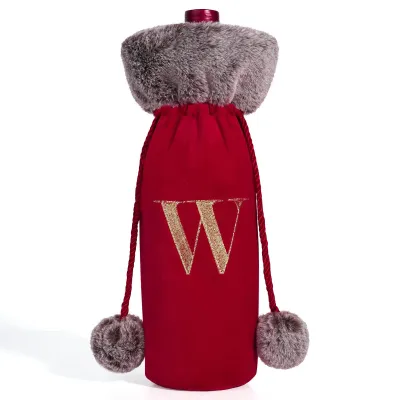 Cartoon Letters Snowflake Plush Corset Wine Bottle Cover Christmas Decoration