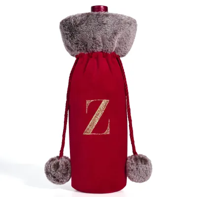Cartoon Letters Snowflake Plush Corset Wine Bottle Cover Christmas Decoration