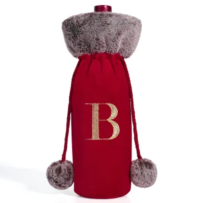 Cartoon Letters Snowflake Plush Corset Wine Bottle Cover Christmas Decoration