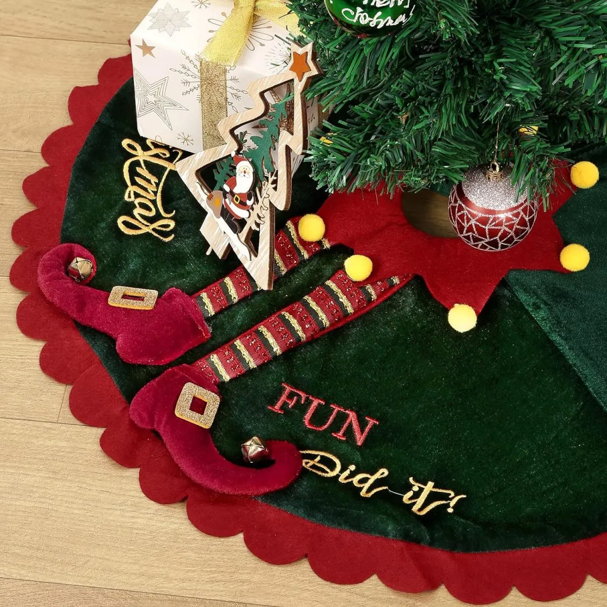Christmas Elf Leg Tree Skirt Cartoon Tree Decorations for Party