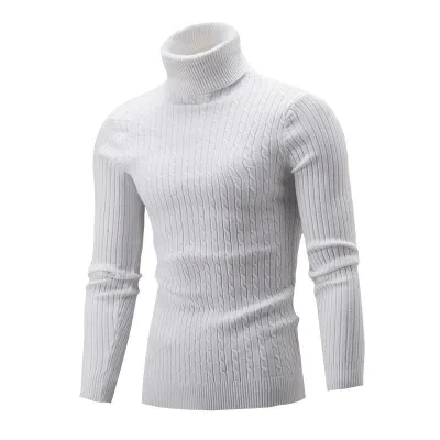 Men Casual Urban Plus Size Long Sleeve Turtle Neck Knitwear Sweater