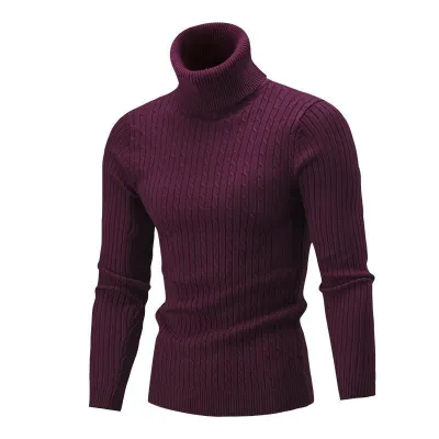 Men Casual Urban Plus Size Long Sleeve Turtle Neck Knitwear Sweater