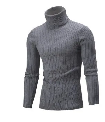 Men Casual Urban Plus Size Long Sleeve Turtle Neck Knitwear Sweater