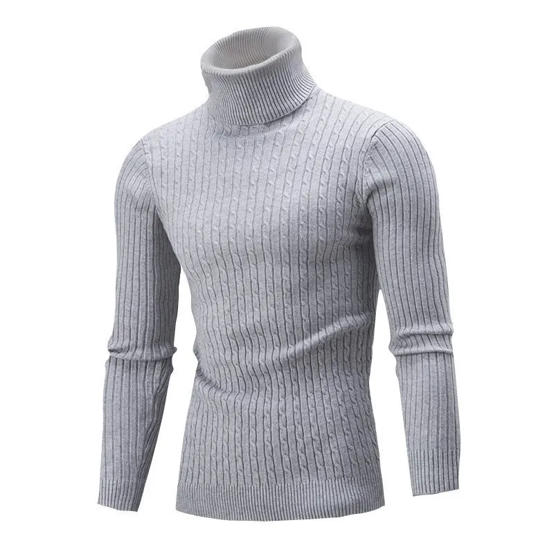 Men Casual Urban Plus Size Long Sleeve Turtle Neck Knitwear Sweater