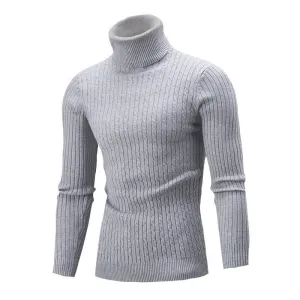 Men Casual Urban Plus Size Long Sleeve Turtle Neck Knitwear Sweater