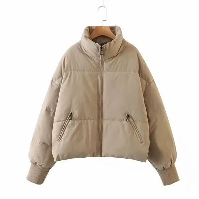 Winter Women Fashion Solid Color Loose Warm Jacket with White Duck Down