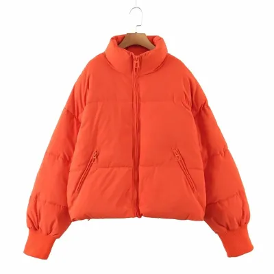 Winter Women Fashion Solid Color Loose Warm Jacket with White Duck Down