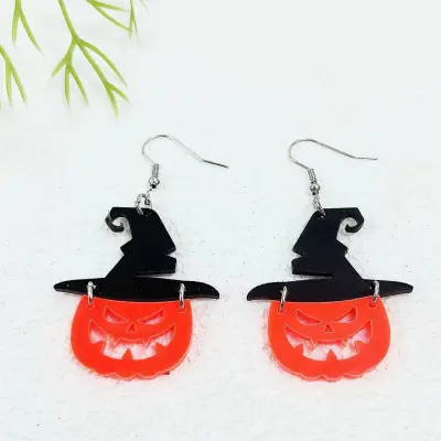 Personalized Halloween Witch Hat Funny Acrylic Earrings Retro Vintage