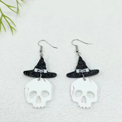 Personalized Halloween Witch Hat Funny Acrylic Earrings Retro Vintage