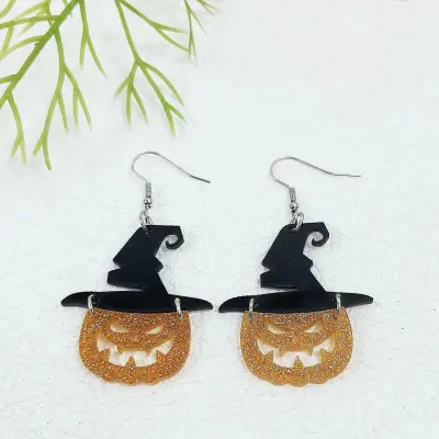 Personalized Halloween Witch Hat Funny Acrylic Earrings Retro Vintage