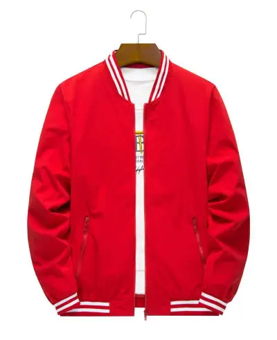 Zipper Baseball Custom Logo Business Casual Men Vertical Collar Bomber Jacket