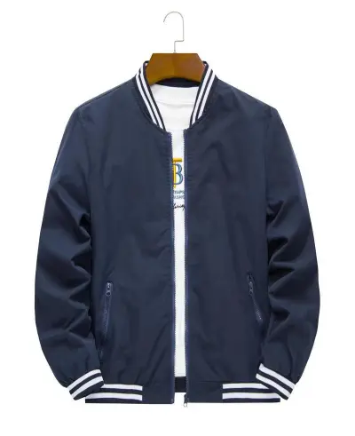 Zipper Baseball Custom Logo Business Casual Men Vertical Collar Bomber Jacket