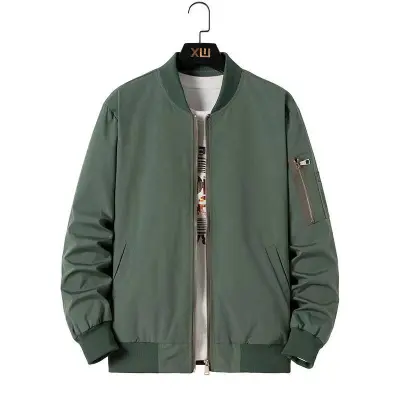 Zipper Baseball Custom Logo Business Casual Men Vertical Collar Bomber Jacket
