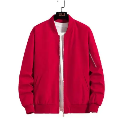 Zipper Baseball Custom Logo Business Casual Men Vertical Collar Bomber Jacket