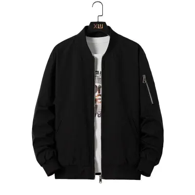 Zipper Baseball Custom Logo Business Casual Men Vertical Collar Bomber Jacket
