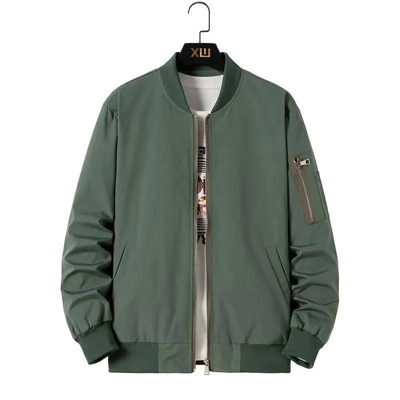 Zipper Baseball Custom Logo Business Casual Men Vertical Collar Bomber Jacket