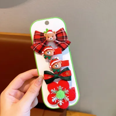 Children Christmas Hair Accessories Set Metal Side Clip Non-Mainstream Personality Trend