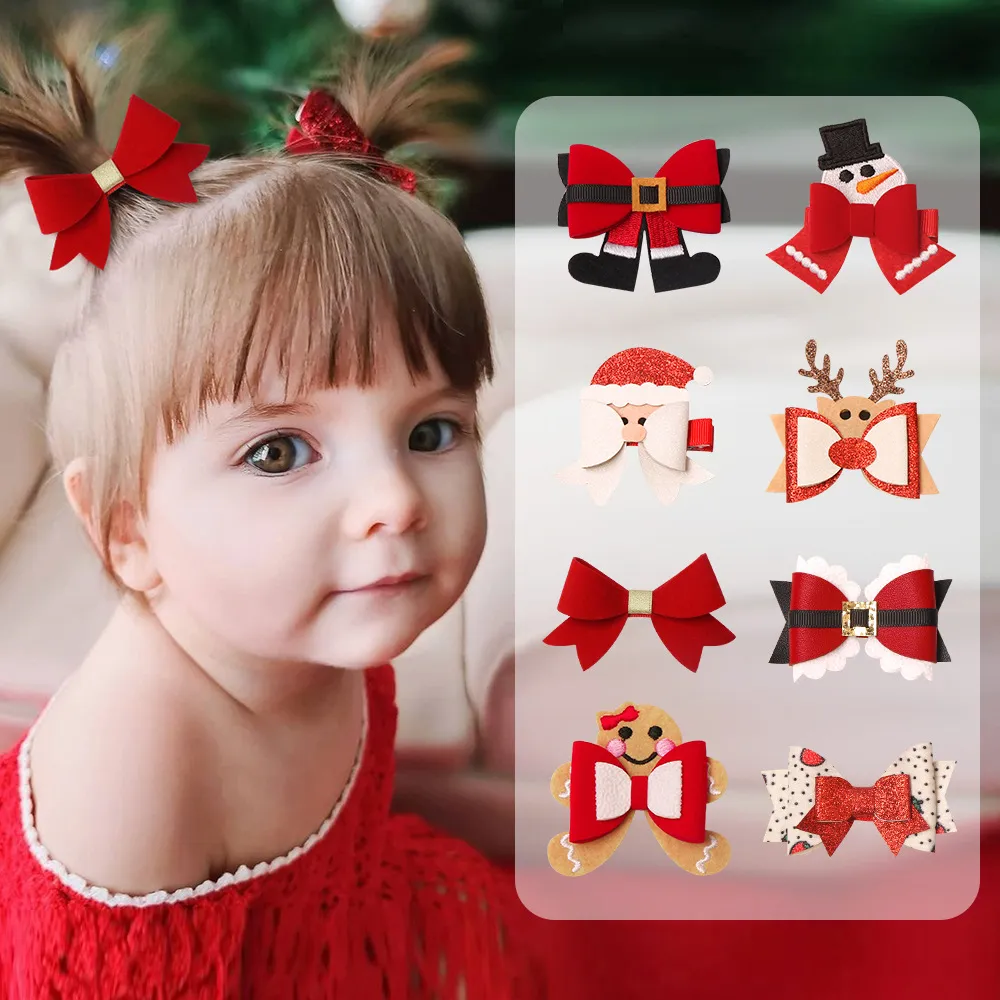 Children's Christmas Bow Hair Clip Party Hairpin