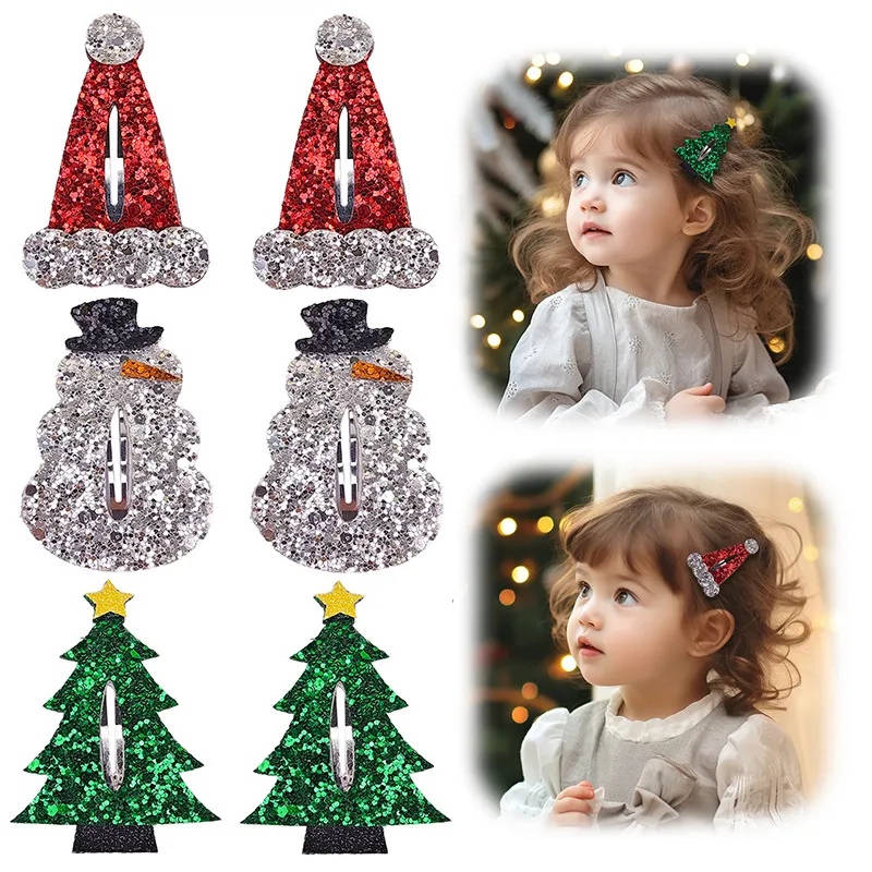 Children Girls Christmas Hairpin Hair Accessories Sweet Fabric Geometry