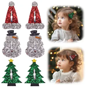 Children Girls Christmas Hairpin Hair Accessories Sweet Fabric Geometry