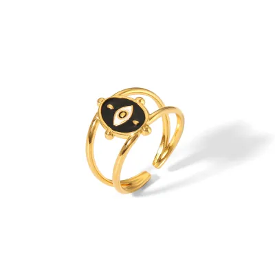 Personalized Stainless Steel Evil Eye Fashion Geometric Open Rings