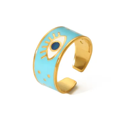 Personalized Stainless Steel Evil Eye Fashion Geometric Open Rings