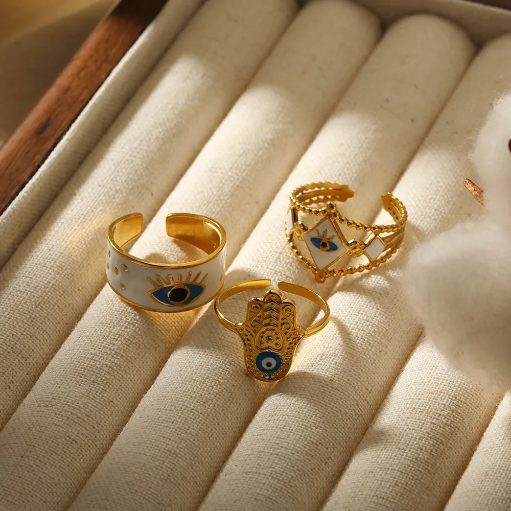 Personalized Stainless Steel Evil Eye Fashion Geometric Open Rings