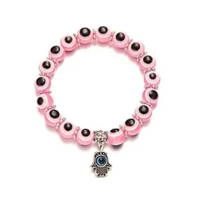 Resin Evil Eye Beaded Bracelet - Unisex Geometric Jewelry