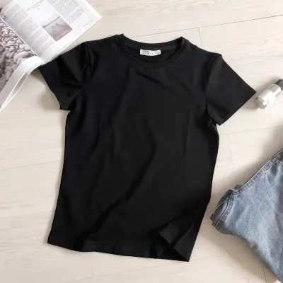 Unisex Solid Casual Slim Fit Pullover T-Shirt with Crewneck