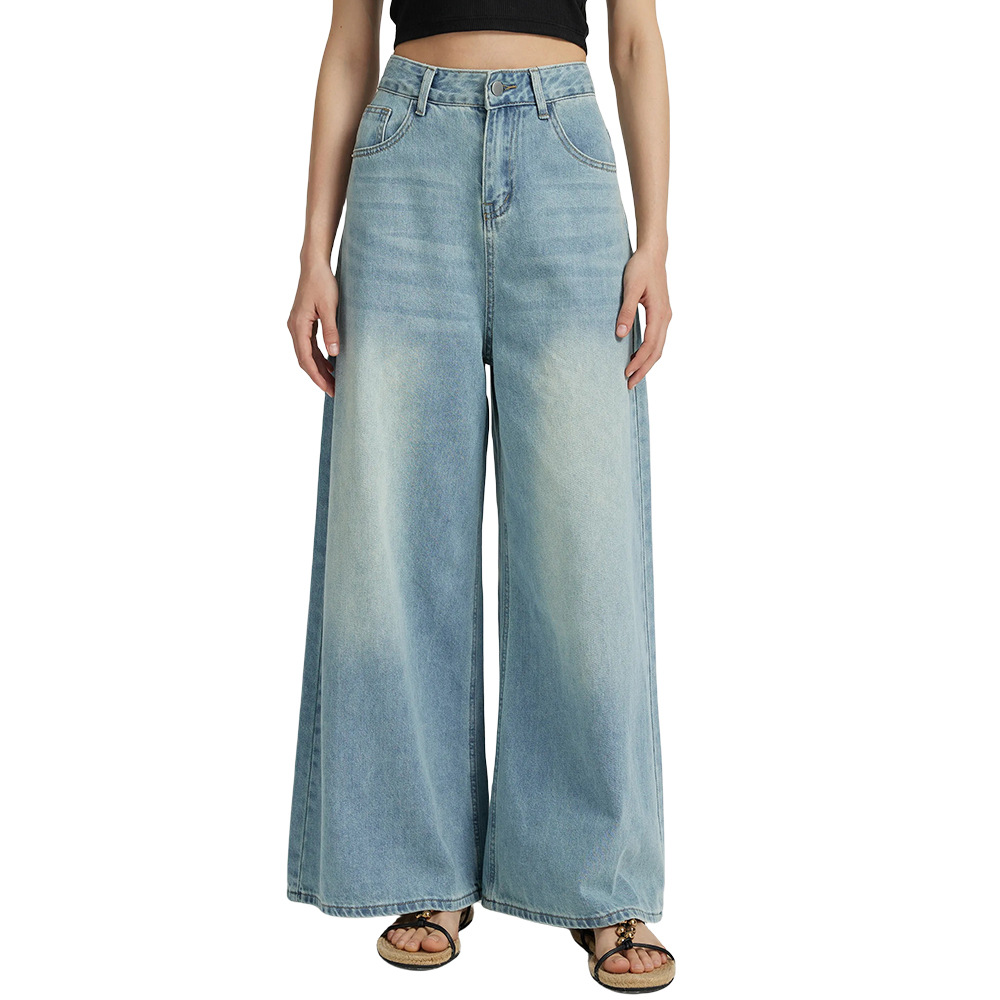 Wholesale Women Fashion Casual Loose High Waist Wide Leg Jeans