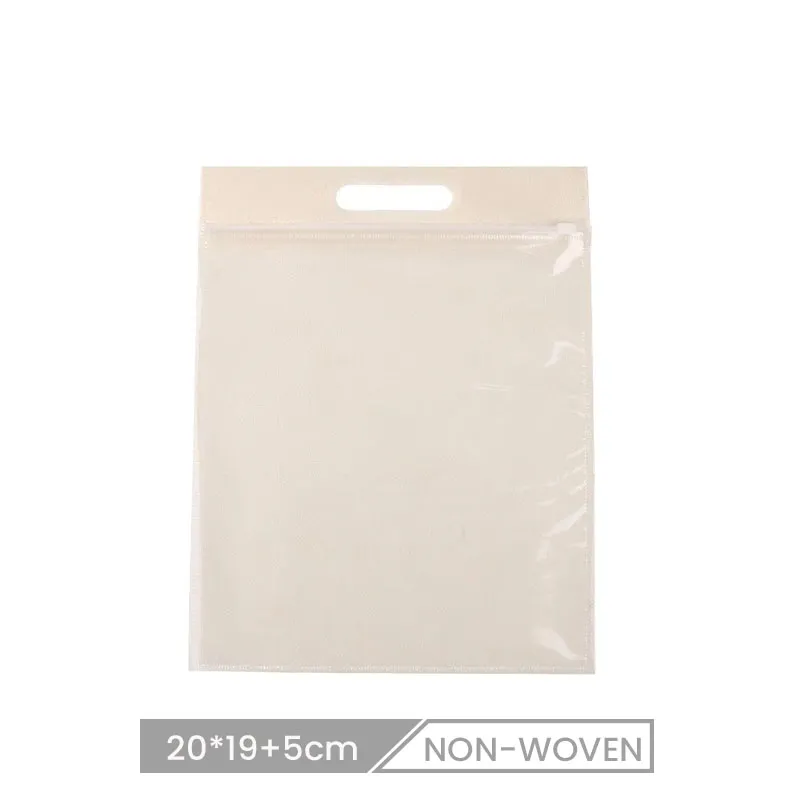 20*19cm Custom Transparent Non-Woven Clothing Packaging Zipper Shopping Bag
