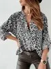 Women Fashion Loose Leopard Print Single Breasted Long Sleeve Cardigan