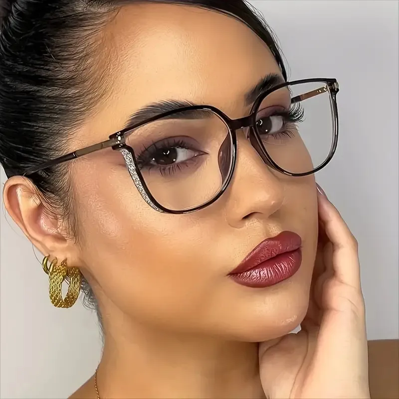 Women's Fashionable Simple Large Frame Anti-Blue Light Reading Glasses