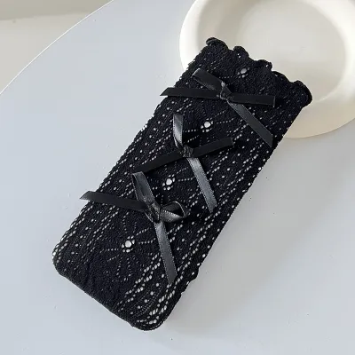 Women Fashion Hollow Bow Fungus Lace Socks