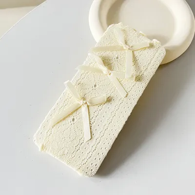 Women Fashion Hollow Bow Fungus Lace Socks