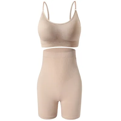Women French Style Sports Bra High Waist Yoga Pants Two-Piece Set