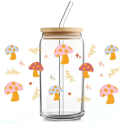 Simple Fashion Floral Butterfly Bee UV Transfer Transparent Glass Sticker for Cup Home Kitchen Decoration